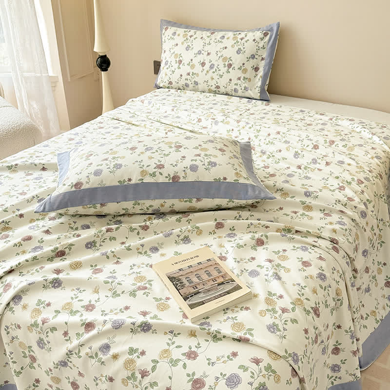 Luxurious Rose Cotton Breathable Coverlet