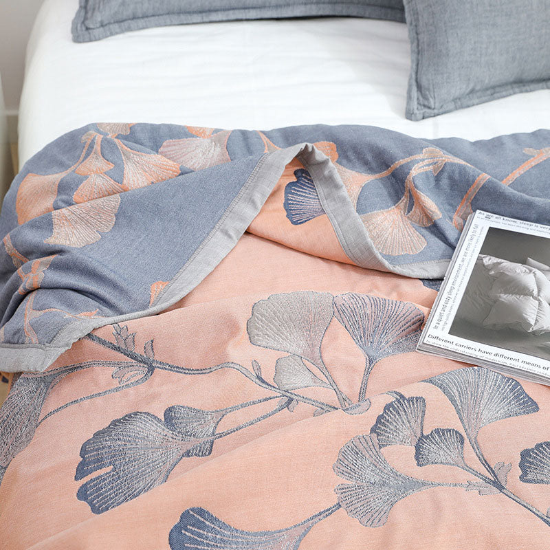 Ginkgo Leaf Cotton Gauze Reversible Quilt - image 9