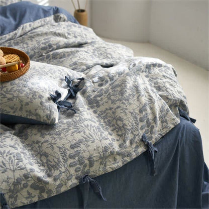 Floral Double Layer Cotton Gauze Bedding Set (4PCS)