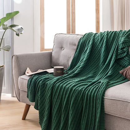 Ownkoti Solid Color Cotton Sofa Knit Blanket