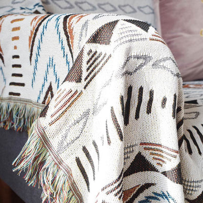 Bohemian Knitted Lounge Blanket with Tassel