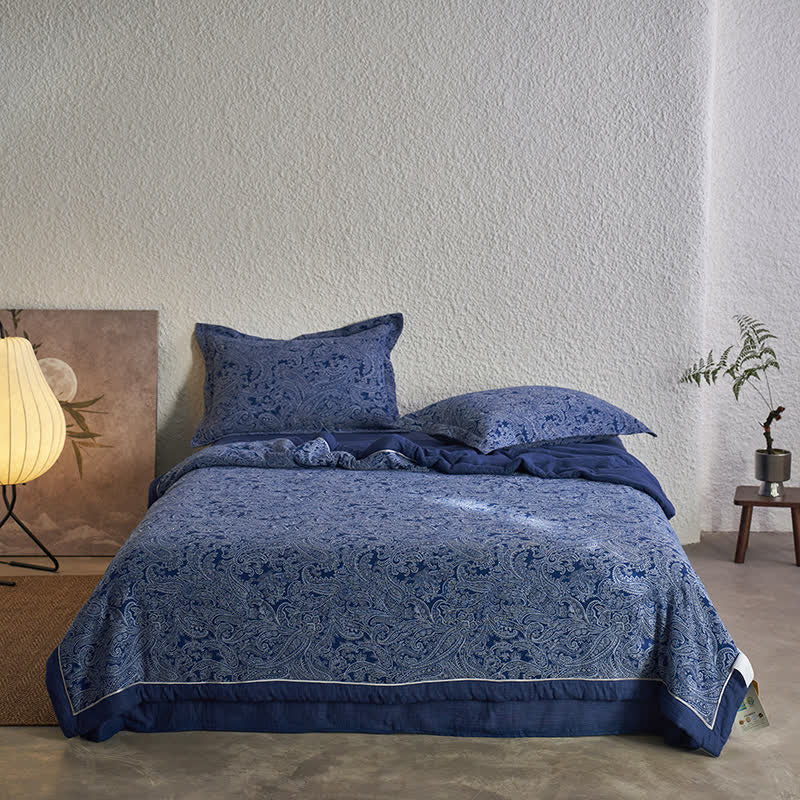 Dark Blue Retro Cotton Gauze Bedding Collection