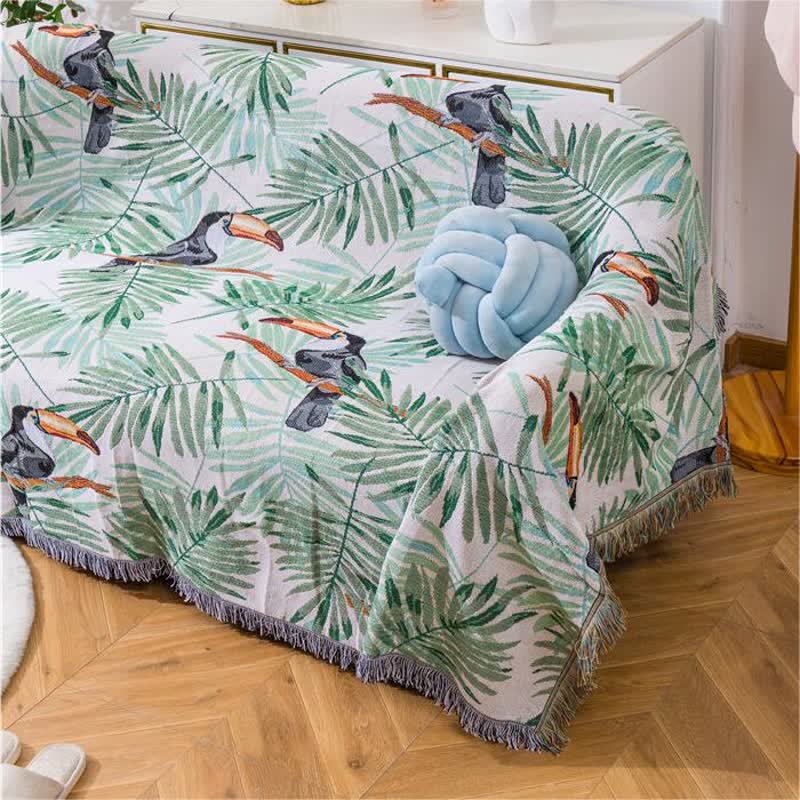 Pastoral Style Leaf & Toucan Sofa Protector