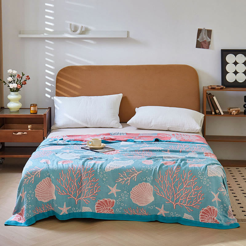 Coral Marine Plants Breathable Reversible Quilt