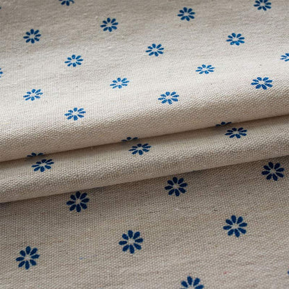 Blue Daisy Green Brim Cotton Curtain