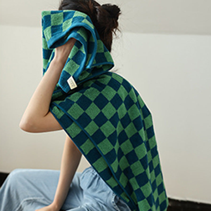 Retro Checkerboard Breathable Cotton Towel