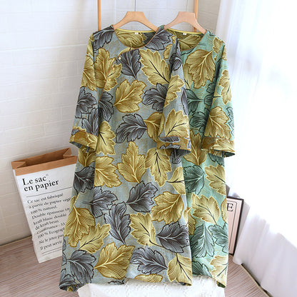 Yarn-dyed Leaves Cotton Loungewear Set