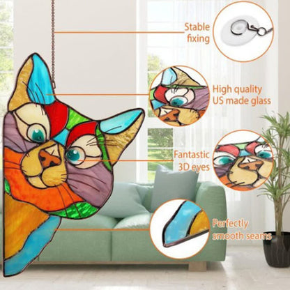 Ownkoti Stain Cat Suncatcher Window Ornament (Buy One Get One Free)