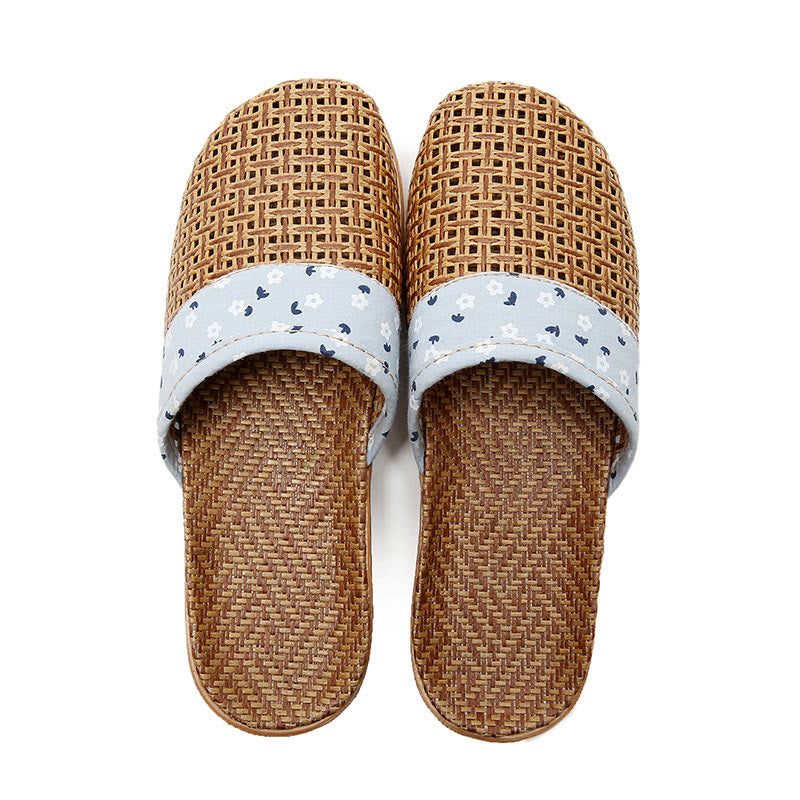 Simple Floral Pattern Cooling Flax Slippers