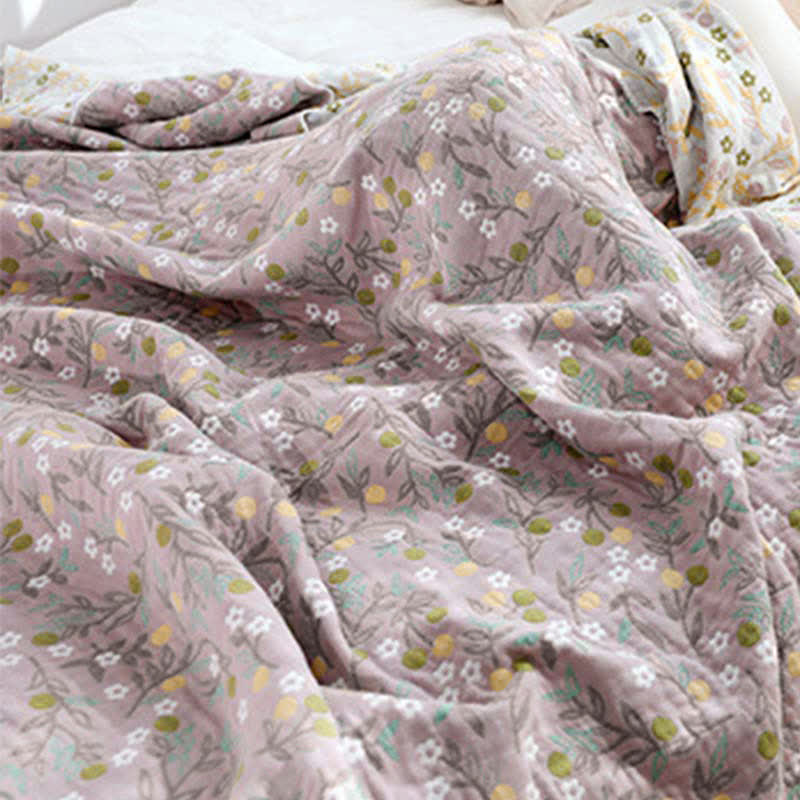 Retro Reversible Coverlet Soft Floral Quilt