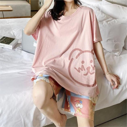 Cotton Loose-fit Cute Summer Nightwear Set