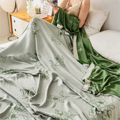 Bamboo Fiber Floral Print Comfy Coverlet