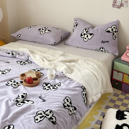 Cute Butterfly Sherpa Duvet Cover Blanket