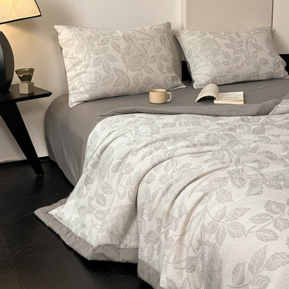 Three Layer Cotton Gauze Jacquard Floral Bedding