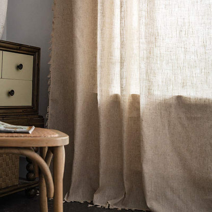 Boho Tassel Beige Light Filtering Curtain