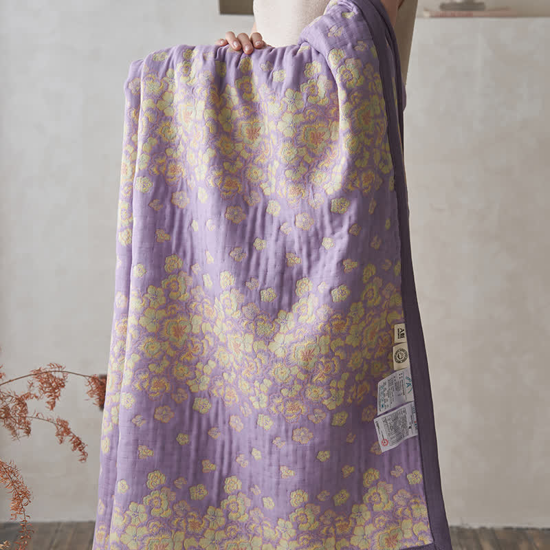 Rustic Purple Floral Cotton Gauze Quilt