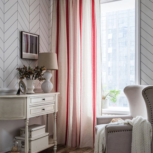 Ownkoti Colorblock Striped Curtains Cotton Linen Drapes