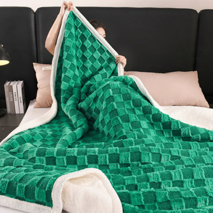 Fashion Checkerboard Thick Warm Throw Blanket