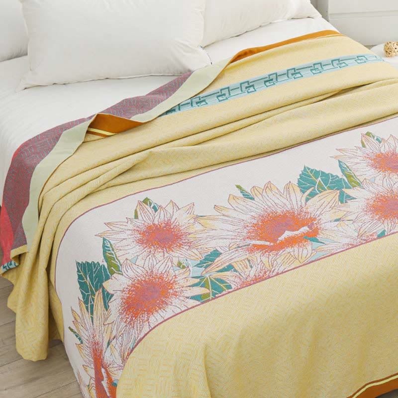 Blooming Sun Flower Soft Reversible Quilt