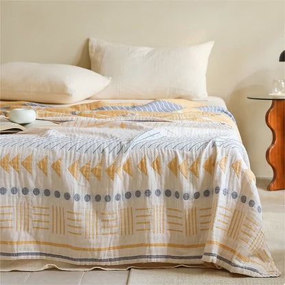 Geometric Pattern Cotton Gauze Towel Quilt