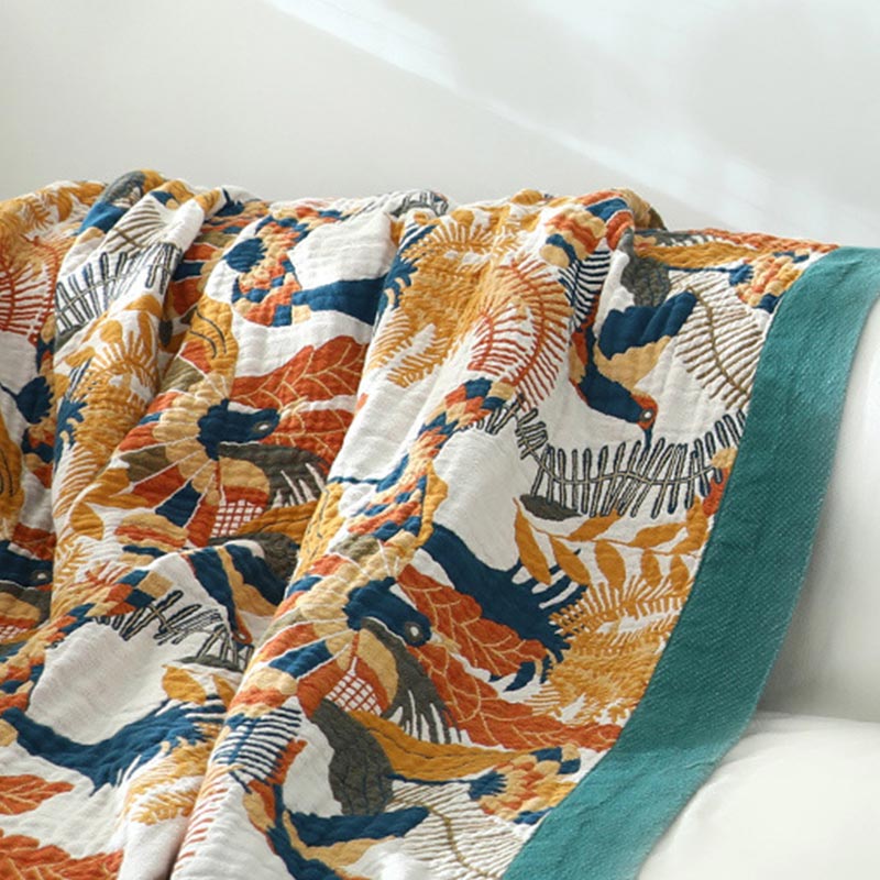 Flower Bird Blanket Reversible Sofa Cover