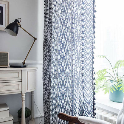 Fish Scale Semi Blockout Tassel Curtain