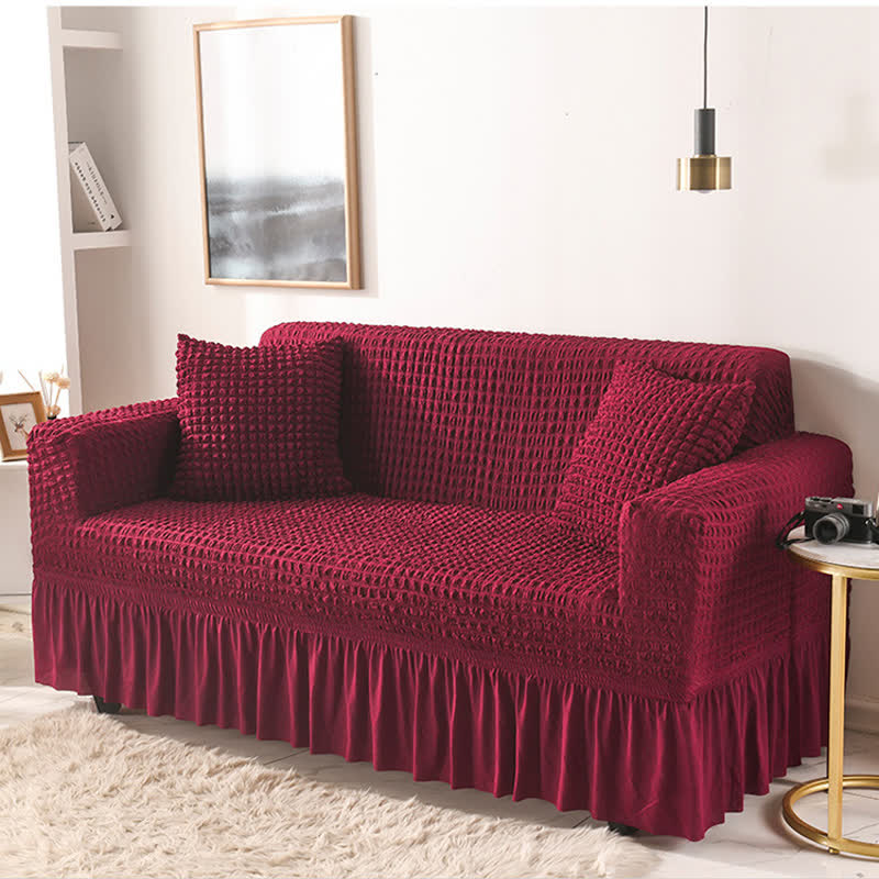 Simple Style Ruffled Elastic Sofa Cover