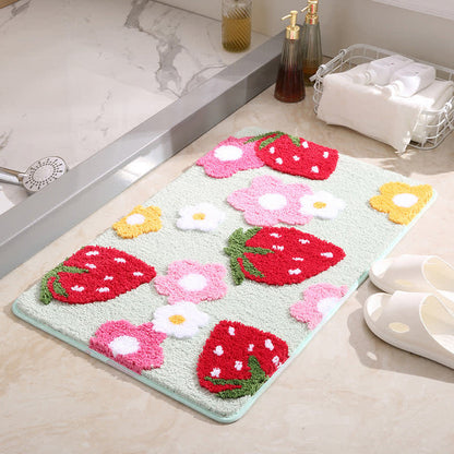 Cute Strawberry & Flower Non-slip Bath Mat