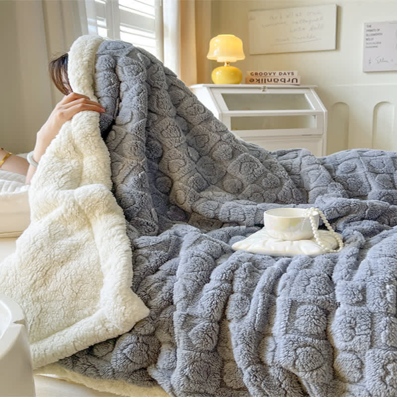 Love Print Warm Sherpa Fleece Blanket