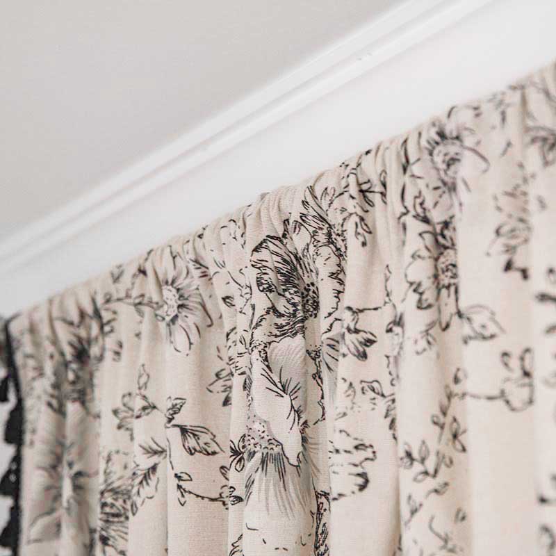 Black Flower Curtain with Black Tassel