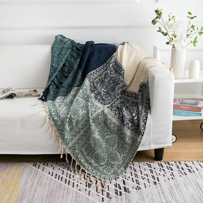 Ownkoti Bohemian Flower Tassel Knit Shawl Blanket