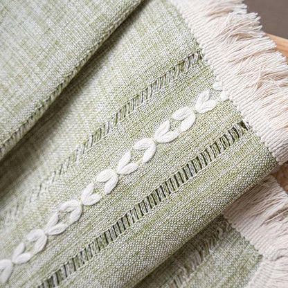 Ownkoti Simple Stripe Hollow-out Semi-shading Tassel Curtain
