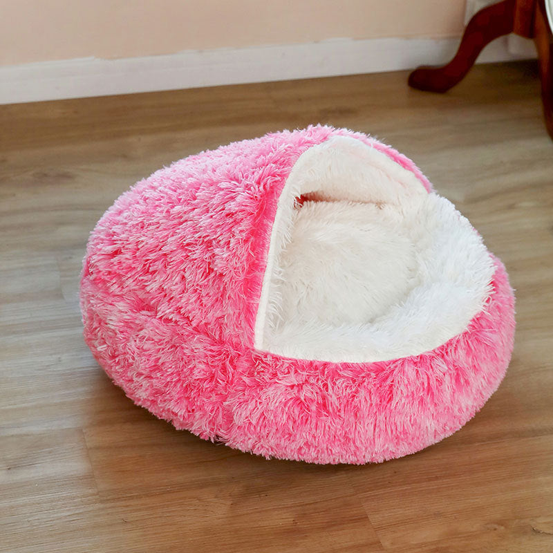 Semi-enclosed Warm Fleece Pet Bed