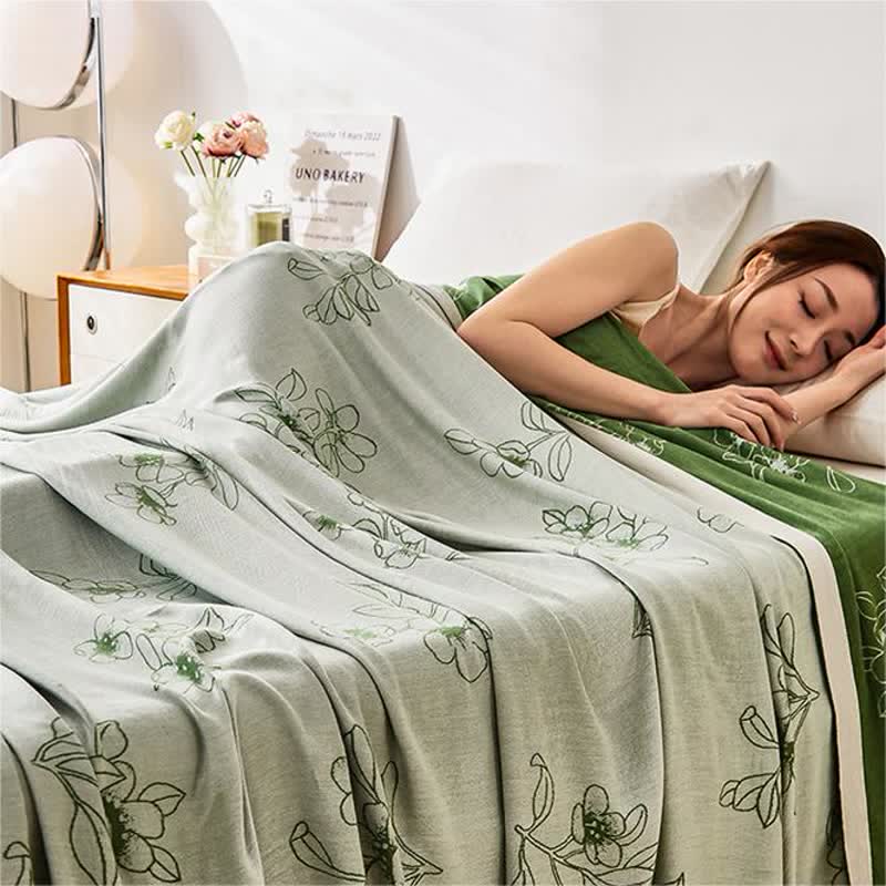 Bamboo Fiber Floral Print Comfy Coverlet