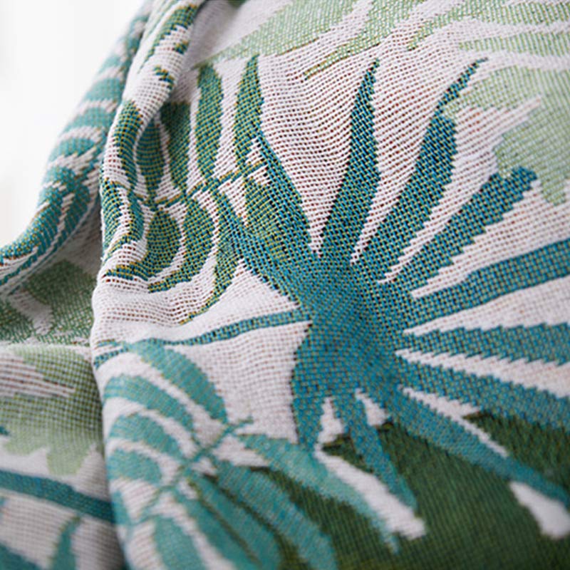 Palm Pattern Sofa Cover Tassel Blanket