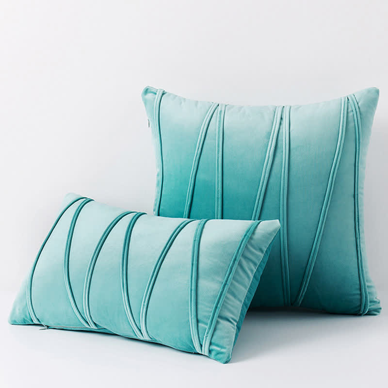 Stripe Pattern Soft Velvet Decorative Pillowcase - Aqua Green - 50cm x 50cm - image 11