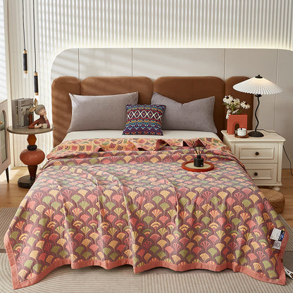 Ginkgo Leaf Three-layer Cotton Reversible Quilt