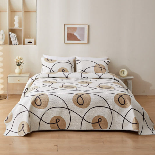 Abstract Geometric Pure Cotton Quilted Bedding