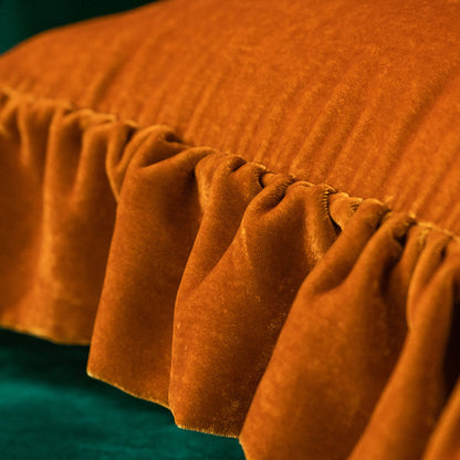 Suede Solid Color Pillowcase with Ruffled