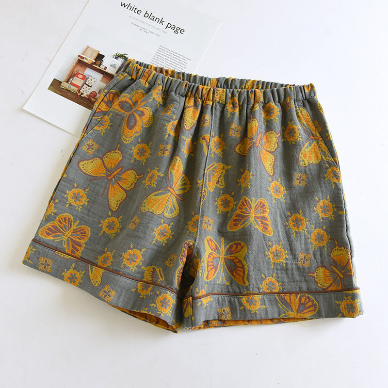 Cotton Gauze Butterfly Soft Pajama Shorts